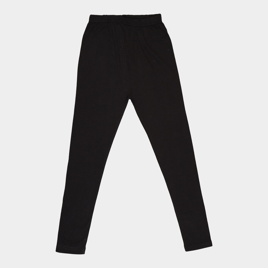 Girls Solid Leggings, Black, large image number null