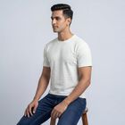 Men's White Round Neck Casual Printed T-Shirt, सफ़ेद, small