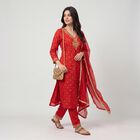 Women's Red Embroidered Ethnic Set, Red, small