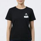 Women's Black Round Neck Casual T-Shirt, Black, small