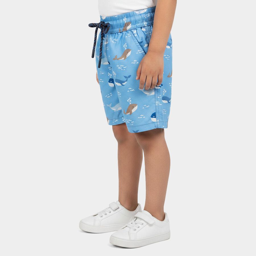 Boys Light Blue Regular Fit Printed Bermuda Shorts, Light Blue, large