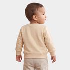 Infants' Beige Round Neck Printed Sweatshirt, Beige, small