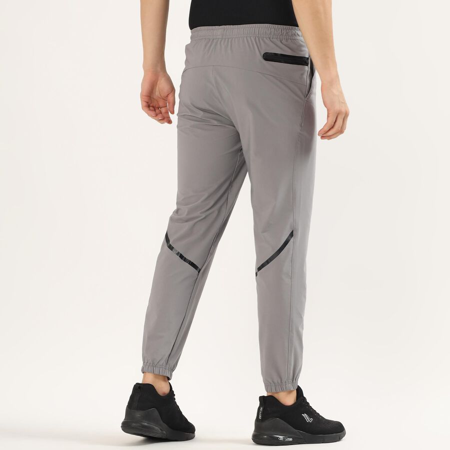 Men's Light Ash Grey Slim Fit Contrast Panel Track Pants, Light Grey, large image number null