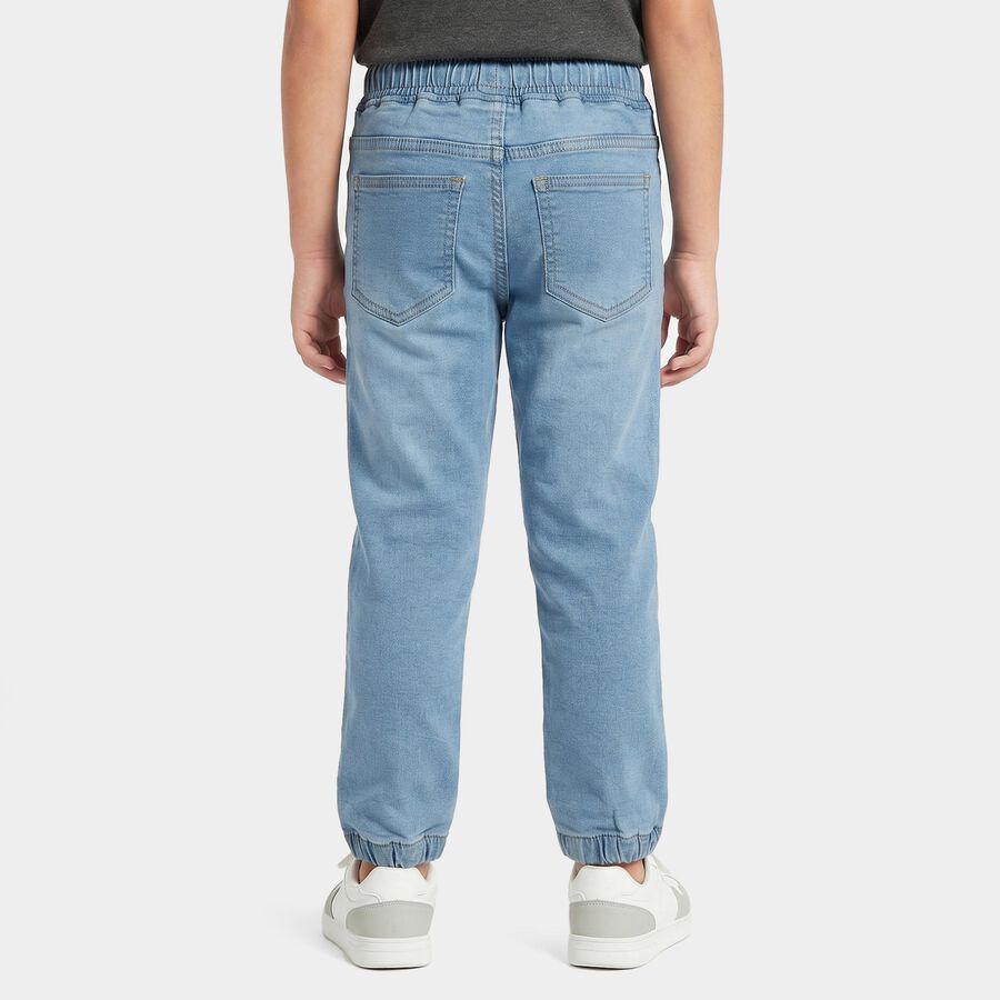 Boys' Light Blue Jogger Fit Washed Jeans, Light Blue, large