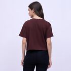 Women's Deep Maroon Cotton Round Neck Casual T-Shirt, Brown, small