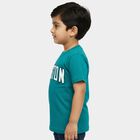 Boys Teal Green Crew Neck Casual T-Shirt, Dark Green, small
