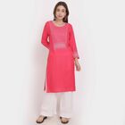 3/4th Sleeves Straight Kurta, Coral, small image number null