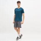 Men's Deep Teal Crew Neck Athleisure T-Shirt, टील ब्लू, small