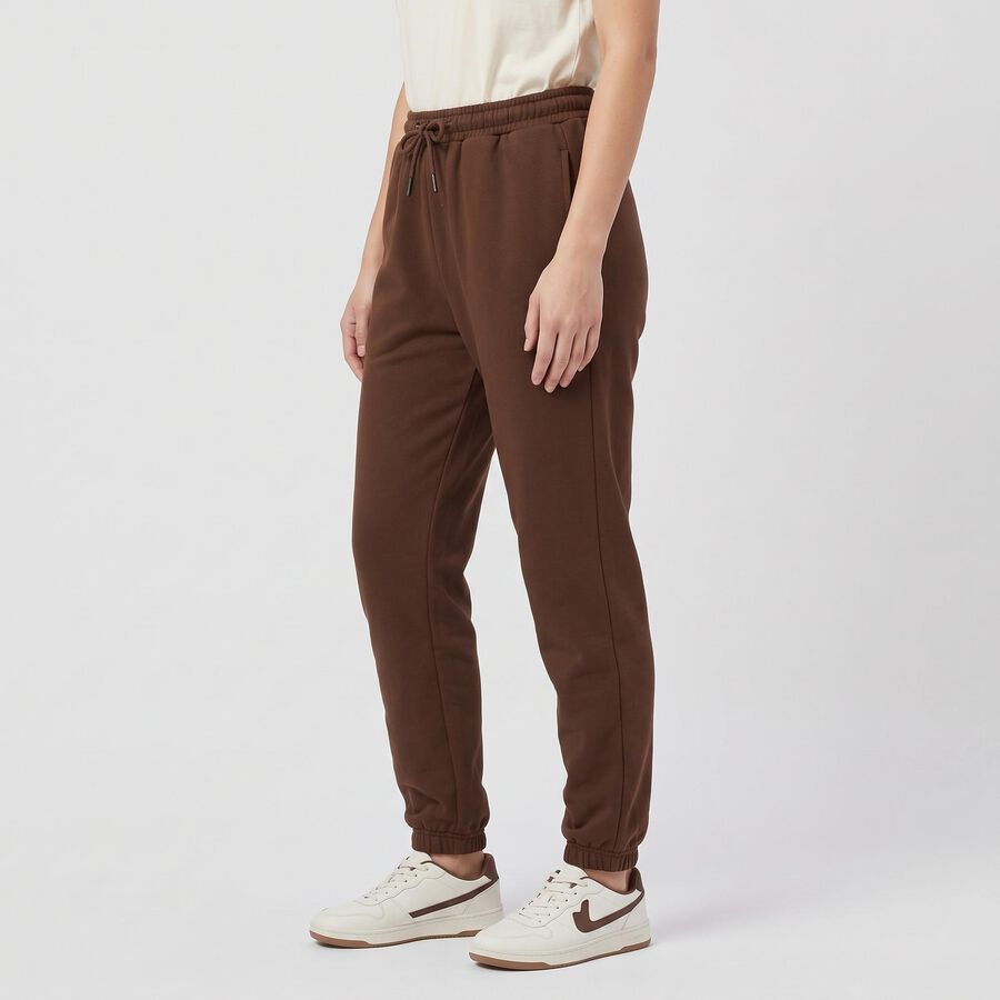 Women Brown Jogger Fit Solid Track Pants, Brown, large