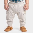 Infants Grey Jogger Fit Solid Cargo Pocket Pyjama, Light Grey, small