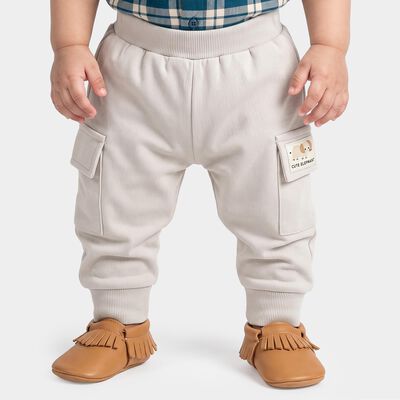 Infants Grey Jogger Fit Solid Cargo Pocket Pyjama