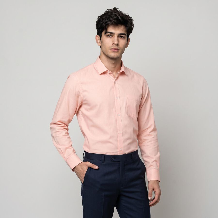 Men Peach Formal Shirt, पीच, large