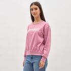Women's Muted Dusty Pink Crew Neck Casual Sweatshirt, गुलाबी, small image number null