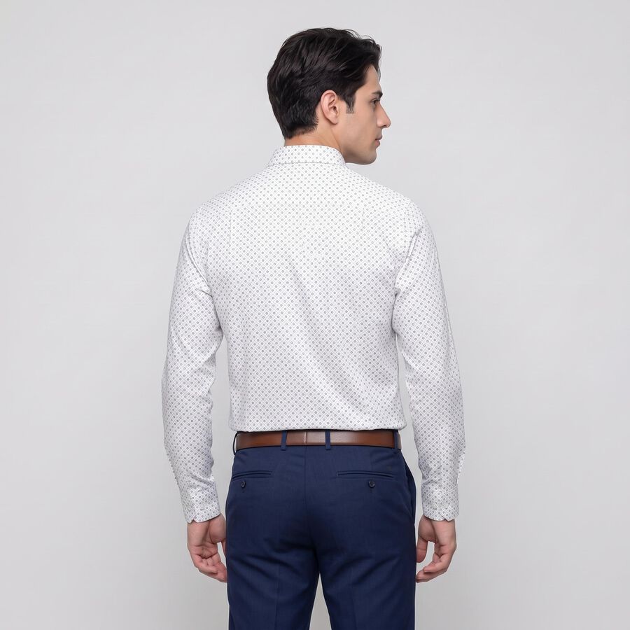 Men's Navy Blue Spread Collar Slim Fit Formal Shirt, नेवी ब्लू, large