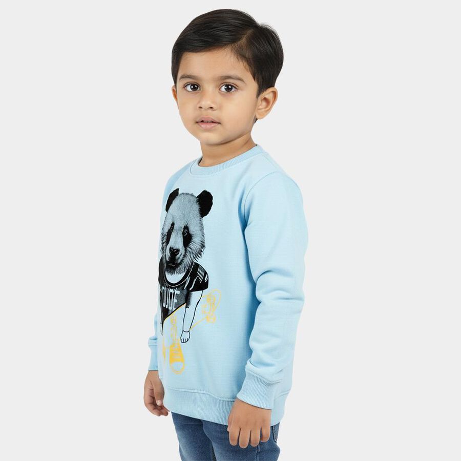 Boys Light Blue Crew Neck Graphic Sweatshirt, Light Blue, large