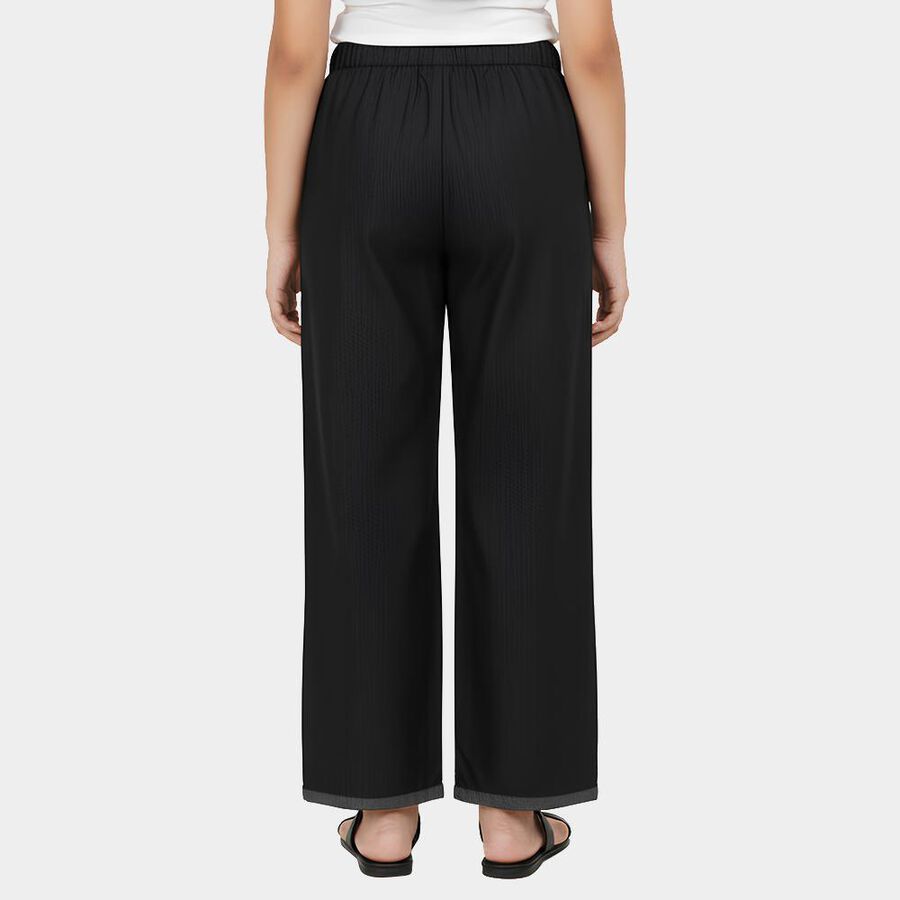 Girls' Deep Charcoal Black Wide Leg Embroidered Jeans, Black, large image number null