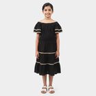 Girls' Black Off Shoulder Fit and Flare Dress, Black, small