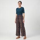 Women's Navy Blue Wide-Leg Printed Palazzos, गहरा नीला, small