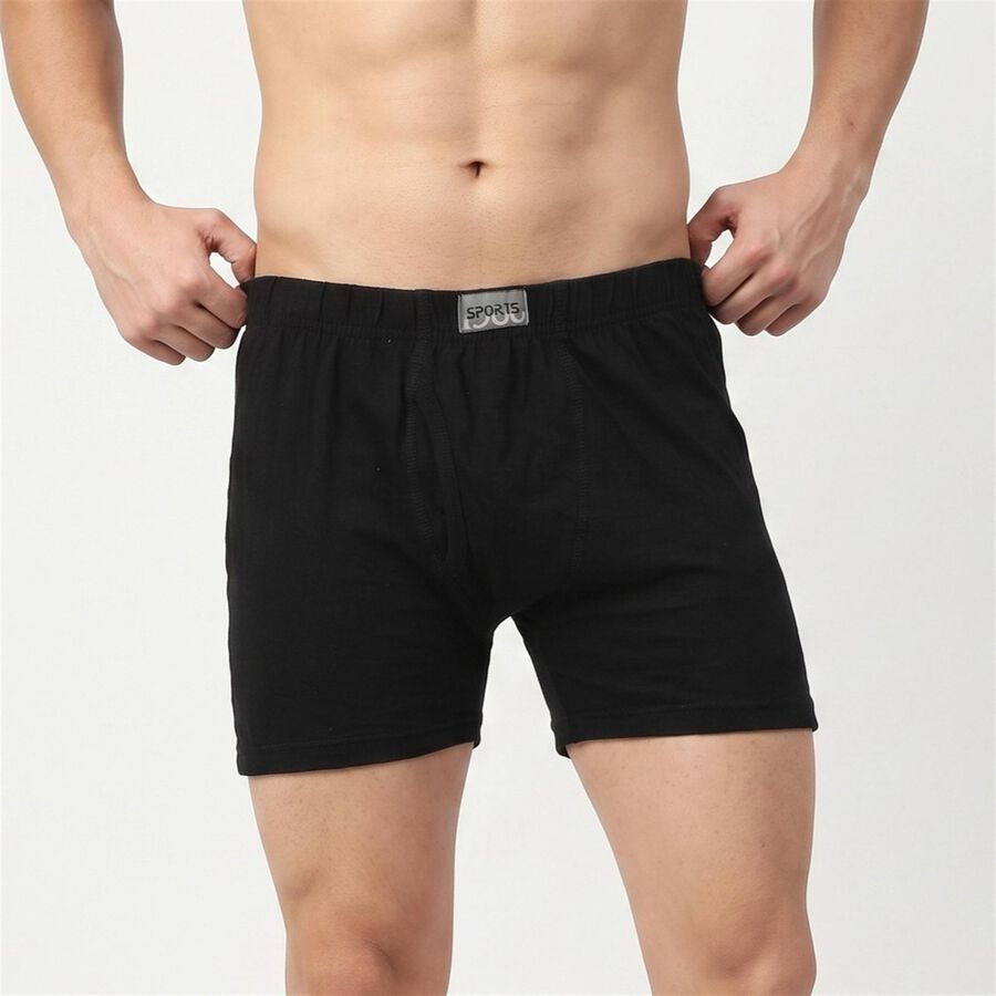 Men's Black Regular Fit Trunks, काला, large