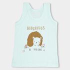 Infants' Light Mint Cotton Round Neck Sleeveless Vest, Aqua, small