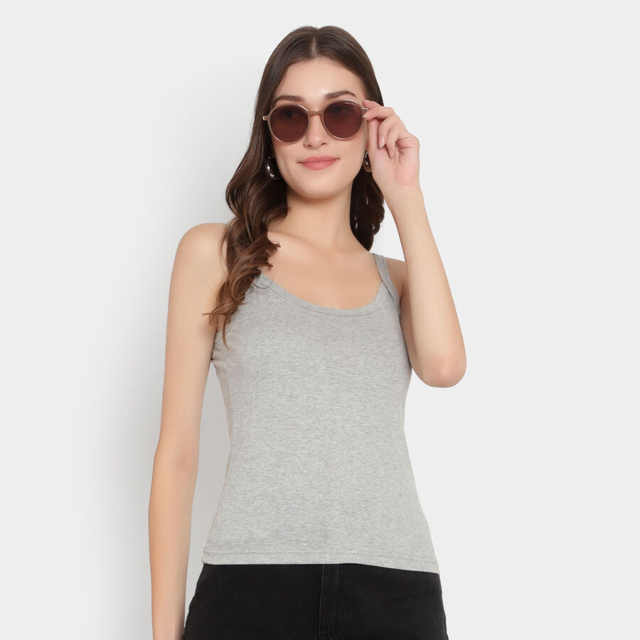 Solid Cotton Slips, Melange Light Grey, large image number null
