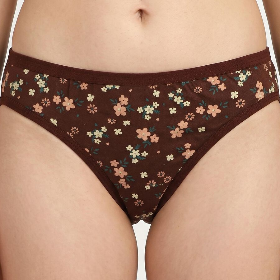 Women's Brown Regular Fit Floral Panty, Brown, large