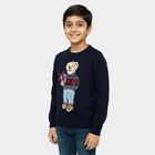Boys' Deep Midnight Navy Blue Crew Neck Graphic Pullover, Navy Blue, small image number null