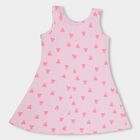 Girls' Light Pink Sleeveless A-Line Printed Frock, Light Pink, small image number null