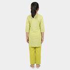 Girls Green Round Neck Fusion Set Upper and Bottom Set, हल्का हरा, small