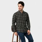 Men's Black Checked Regular Fit Casual Shirt, Black, small