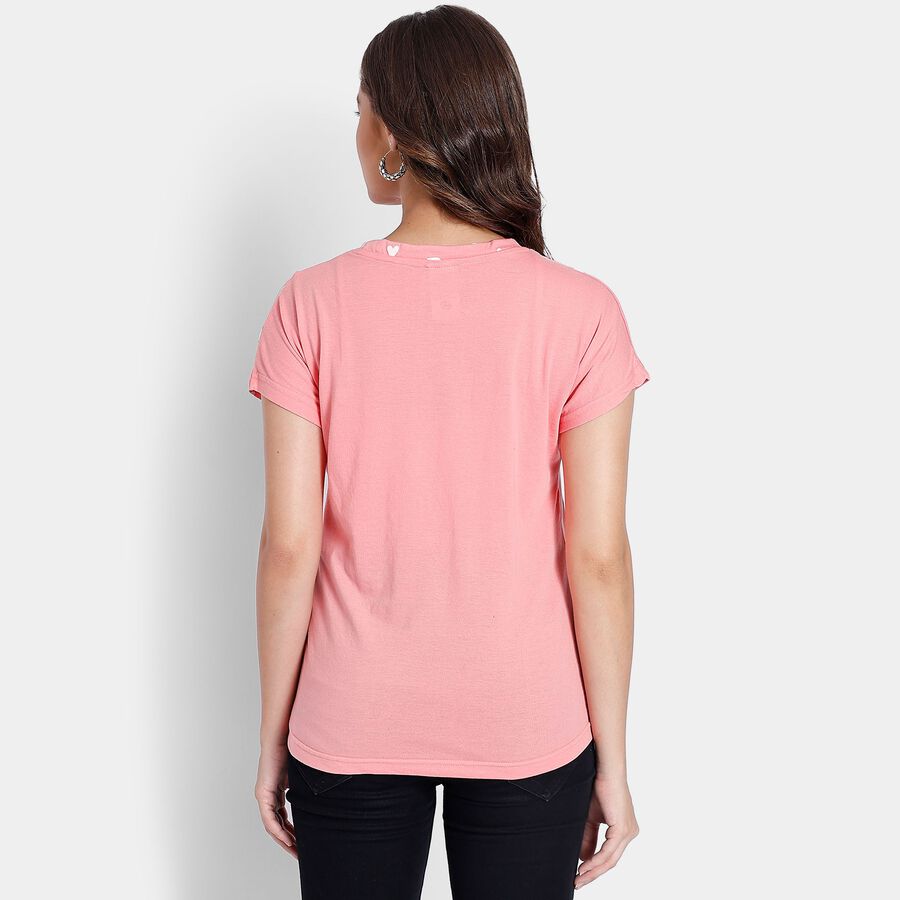 Ladies' Round Neck T-Shirt, गुलाबी, large image number null