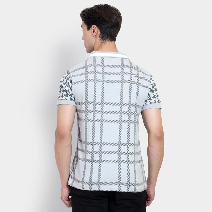 Men's 100% Cotton Collared Half Sleeves T-Shirt , Light Grey, large image number null