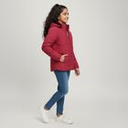 Girls' Vibrant Red Hooded Puffer Jacket, Fuchsia, small image number null