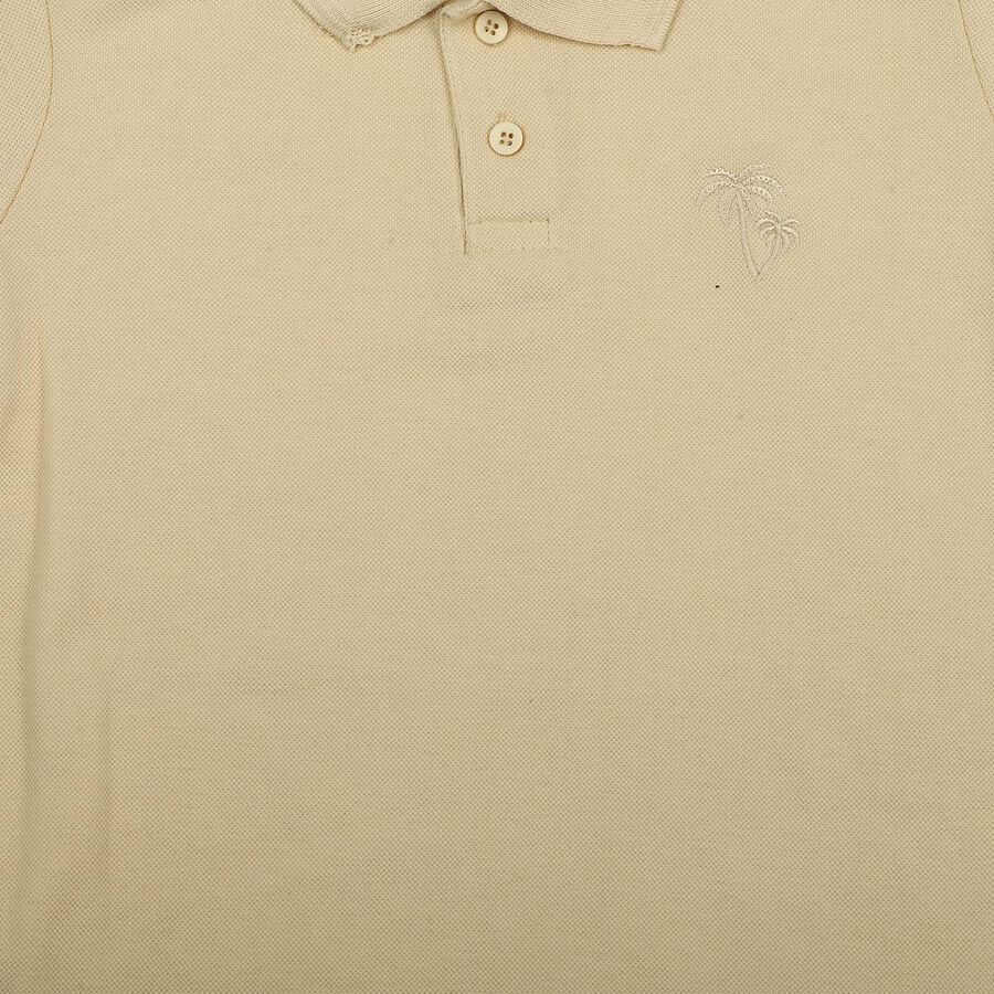 Boys Beige Polo Neck Polo Boys T-Shirt, गहरा पीला, large
