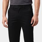 Men's Muted Charcoal Slim Fit Casual Trousers, Black, small