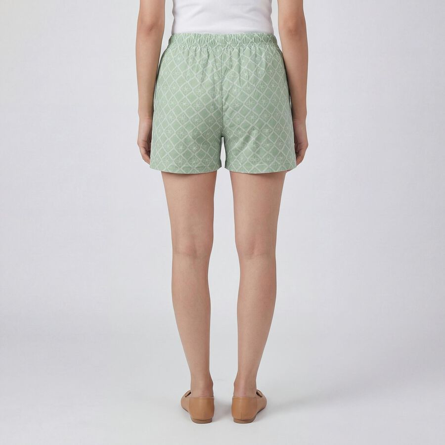 Women's Green Cotton Regular Fit Shorts, Light Green, large