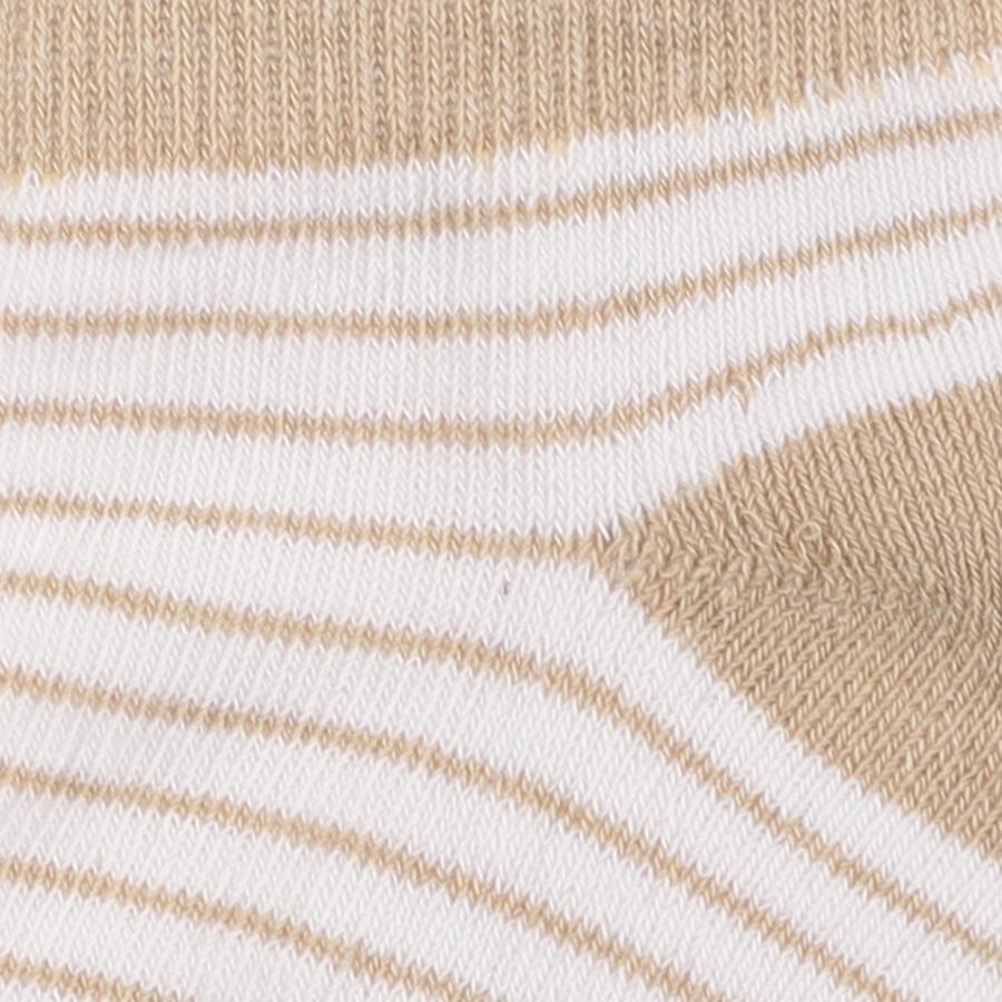 Boys' Beige and Green Regular Fit Striped Ankle Socks Pack of 2, सफ़ेद, large