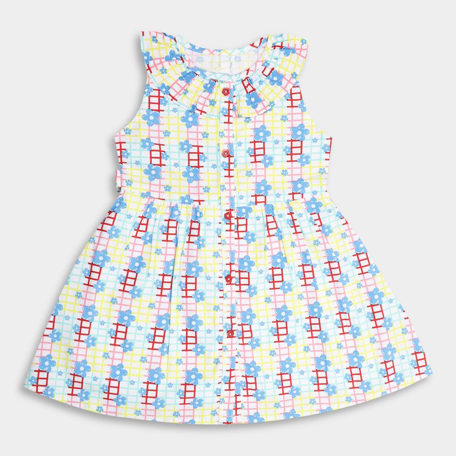 Girls' 100% Cotton Frock , ऑफ व्हाइट, large image number null