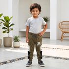 Boys Olive Green Jogger Colorblocked Pyjama, Olive, small