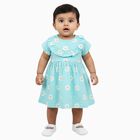 Infants' Aqua Blue Floral Print Ruffled Frock, Aqua, small image number null
