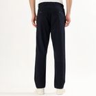 Men's Deep Navy Blue Slim Fit Flat-Front Casual Trousers, Navy Blue, small image number null