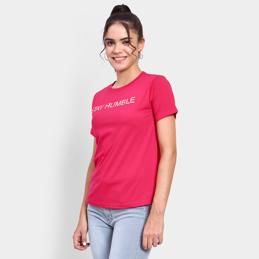 Ladies' Round Neck T-Shirt , रानी (फ्यूशिया), large image number null