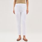 Women's Bright White Cotton Blend Ankle-Length Churidar, सफ़ेद, small image number null