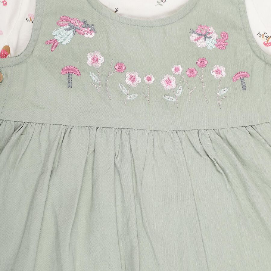 Infants' 100% Cotton Frock, हल्का हरा, large image number null