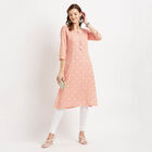 3/4Th Sleeves Straight Kurta, Peach, small image number null