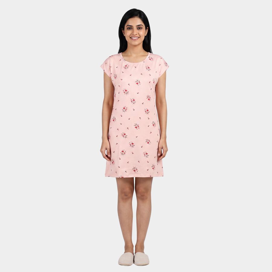 Women Light Pink Nighty, Light Pink, large