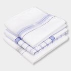 Men's White Checked Pack of 3 Handkerchief, हल्का नीला, small