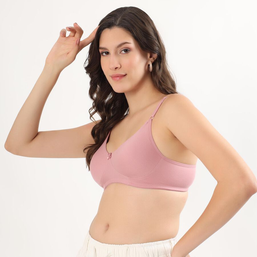 Women's Soft Pink Cotton Wire-Free Everyday Bra, Light Pink, large