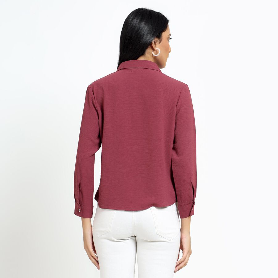 Ladies' Deep Maroon Classic Casual Shirt, Pink, large image number null
