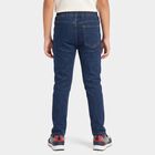 Boys' Navy Blue Straight Fit Drawstring Waist Jeans, Dark Blue, small